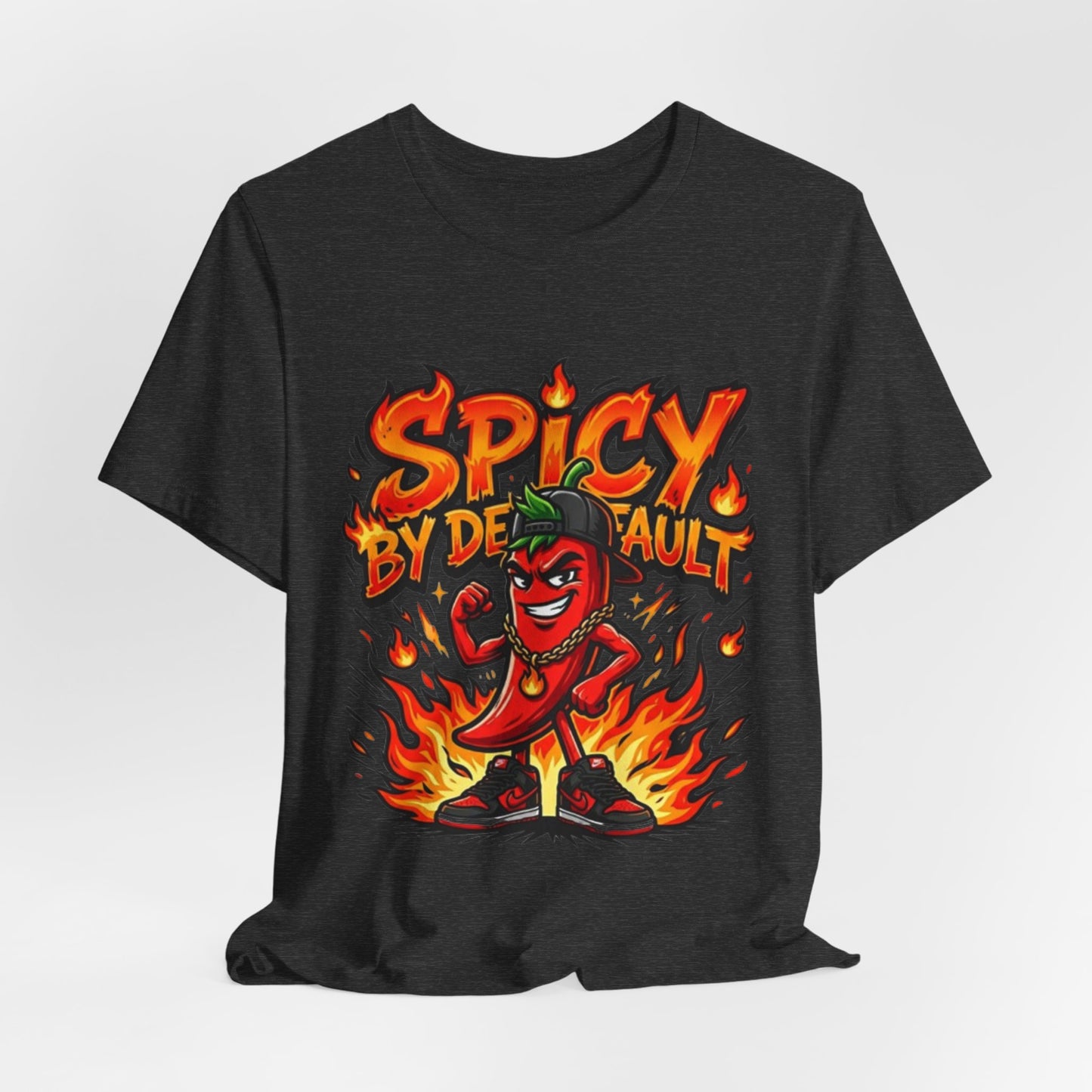 Spicy By Default T-Shirt — Funny Hot Pepper Graphic Tee