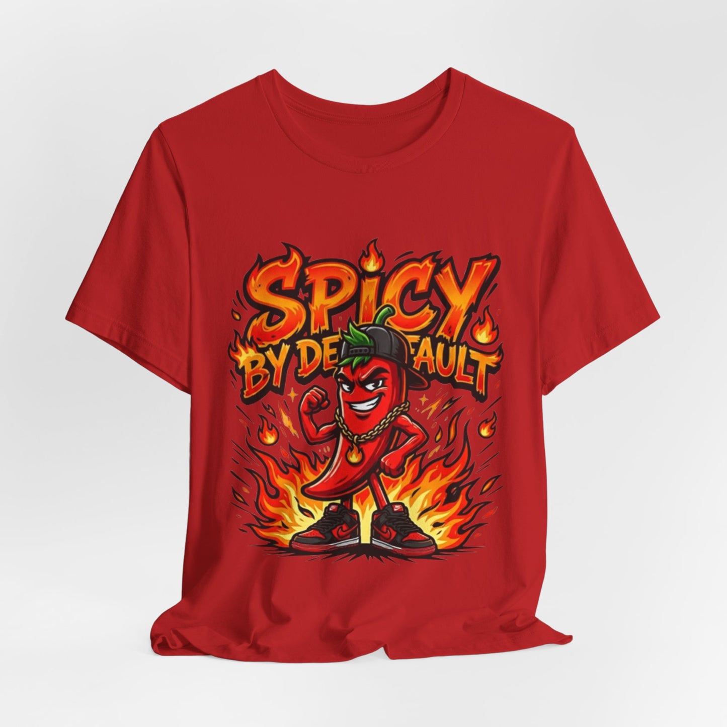 Spicy By Default T-Shirt — Funny Hot Pepper Graphic Tee