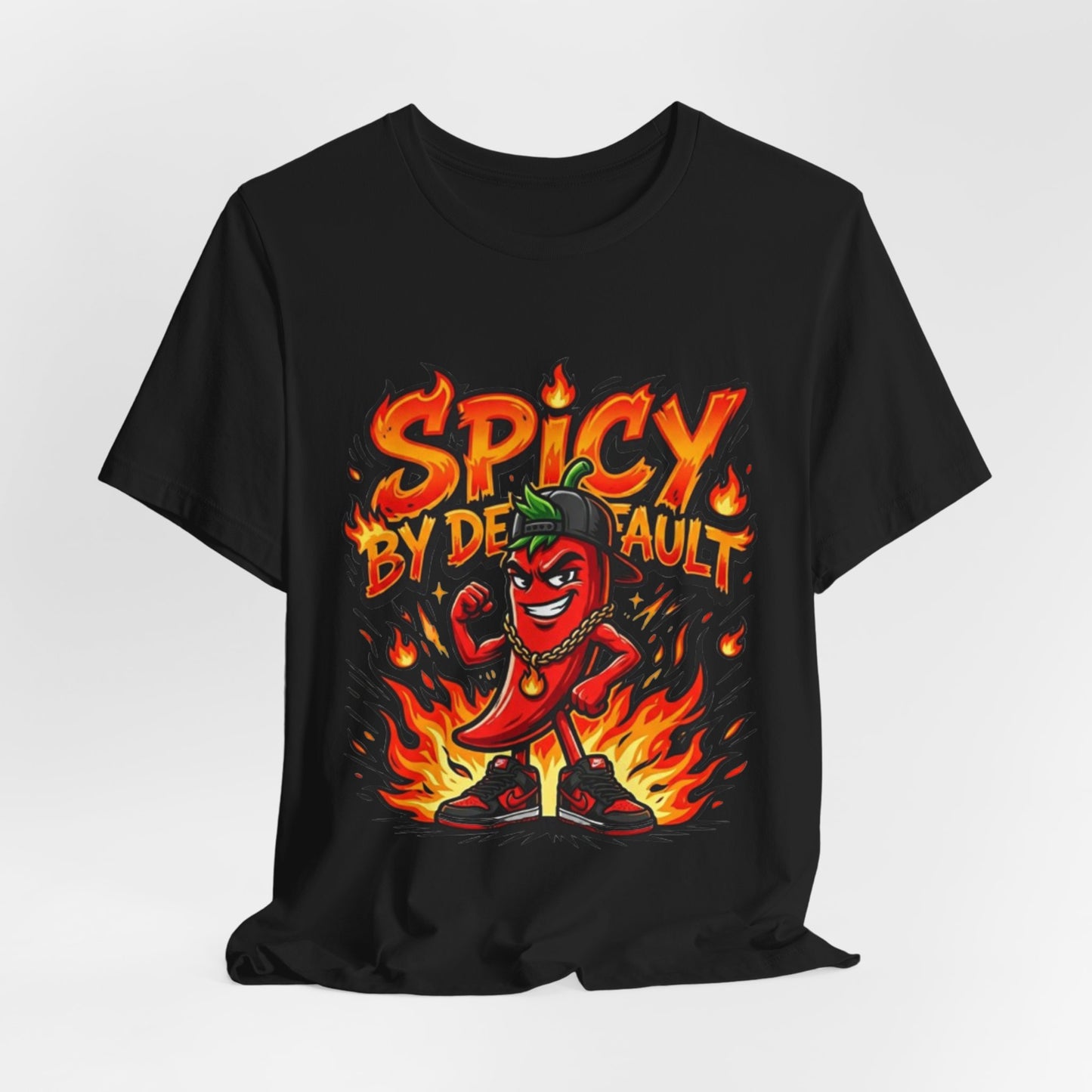 Spicy By Default T-Shirt — Funny Hot Pepper Graphic Tee