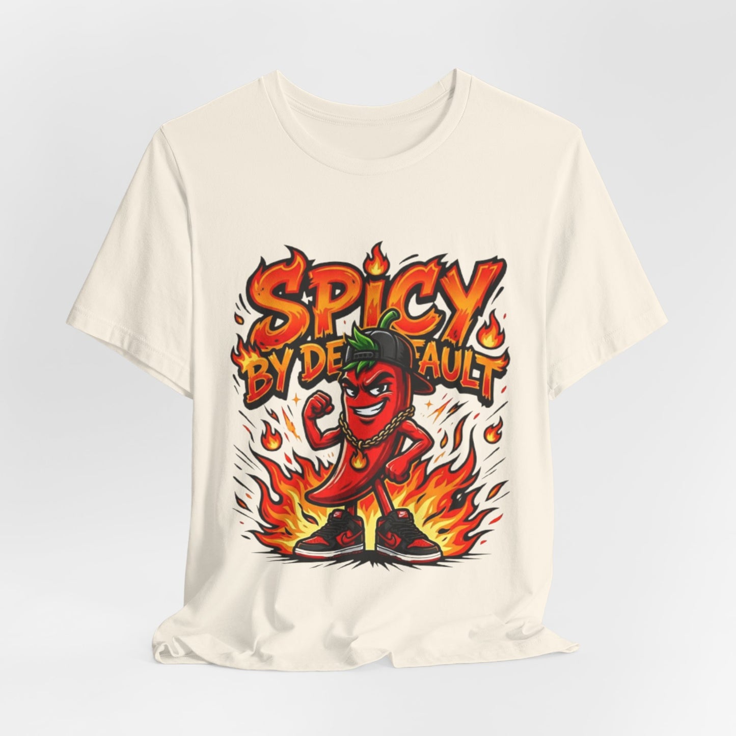 Spicy By Default T-Shirt — Funny Hot Pepper Graphic Tee