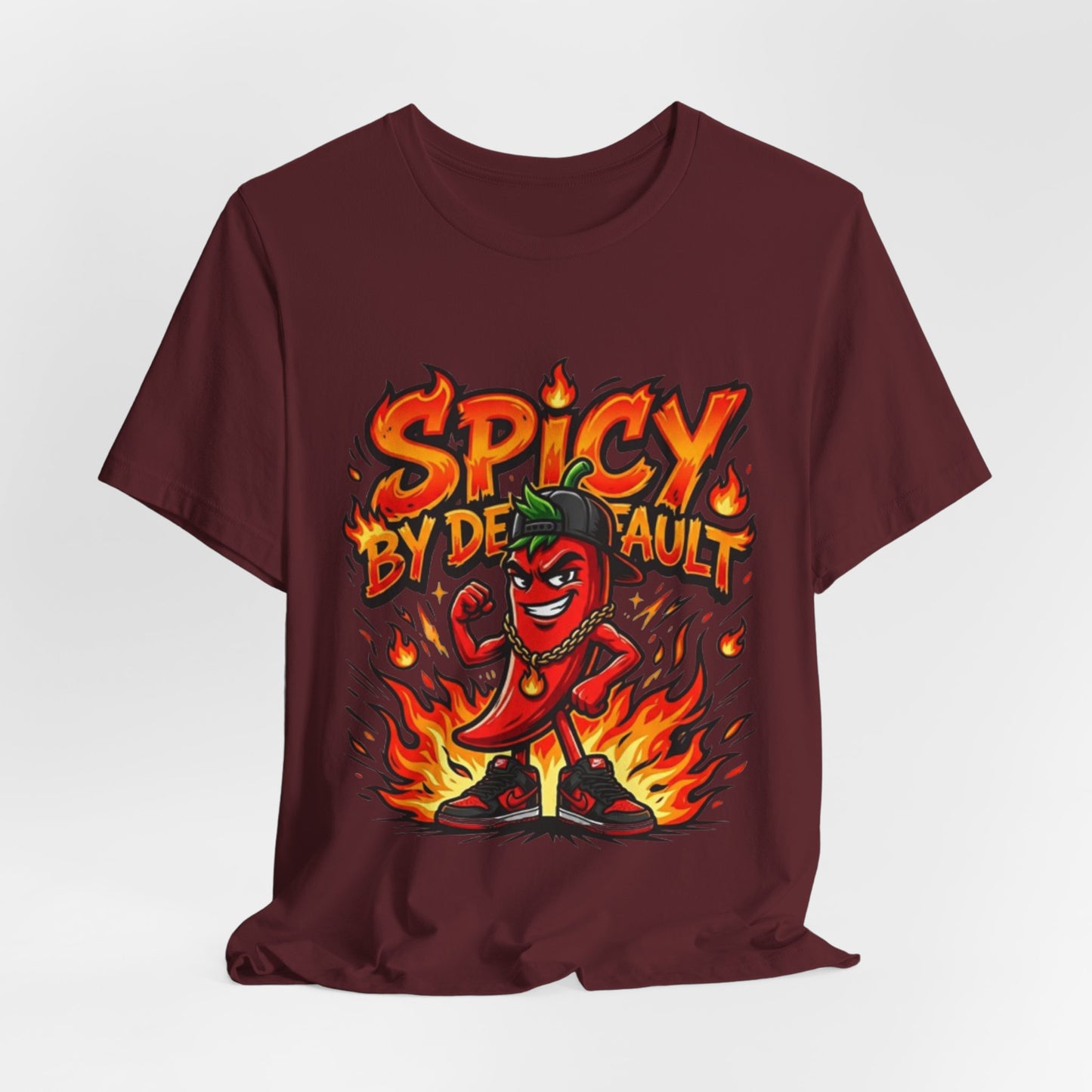Spicy By Default T-Shirt — Funny Hot Pepper Graphic Tee