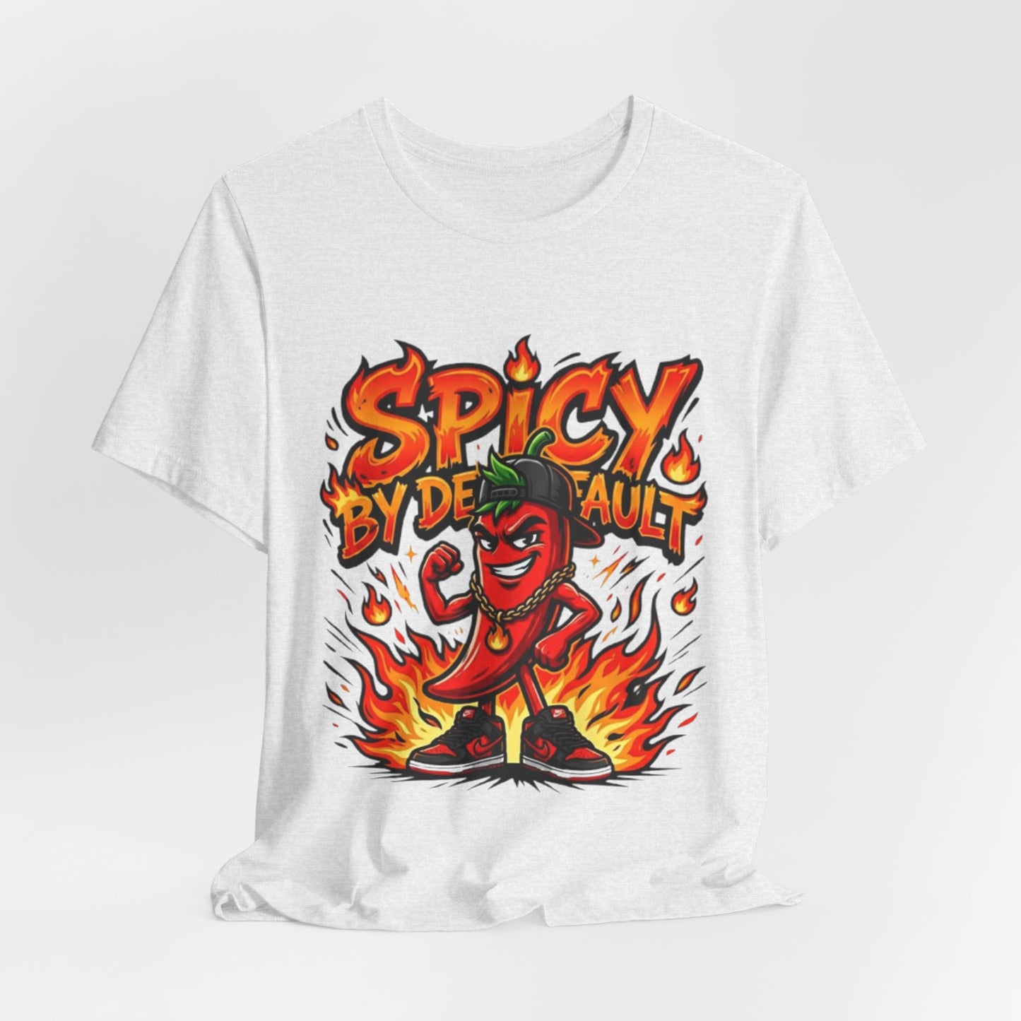 Spicy By Default T-Shirt — Funny Hot Pepper Graphic Tee
