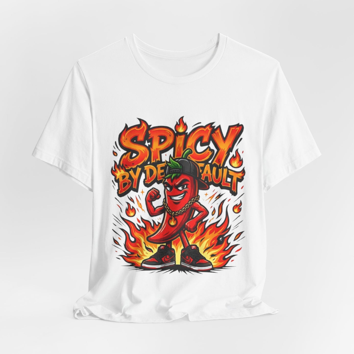 Spicy By Default T-Shirt — Funny Hot Pepper Graphic Tee