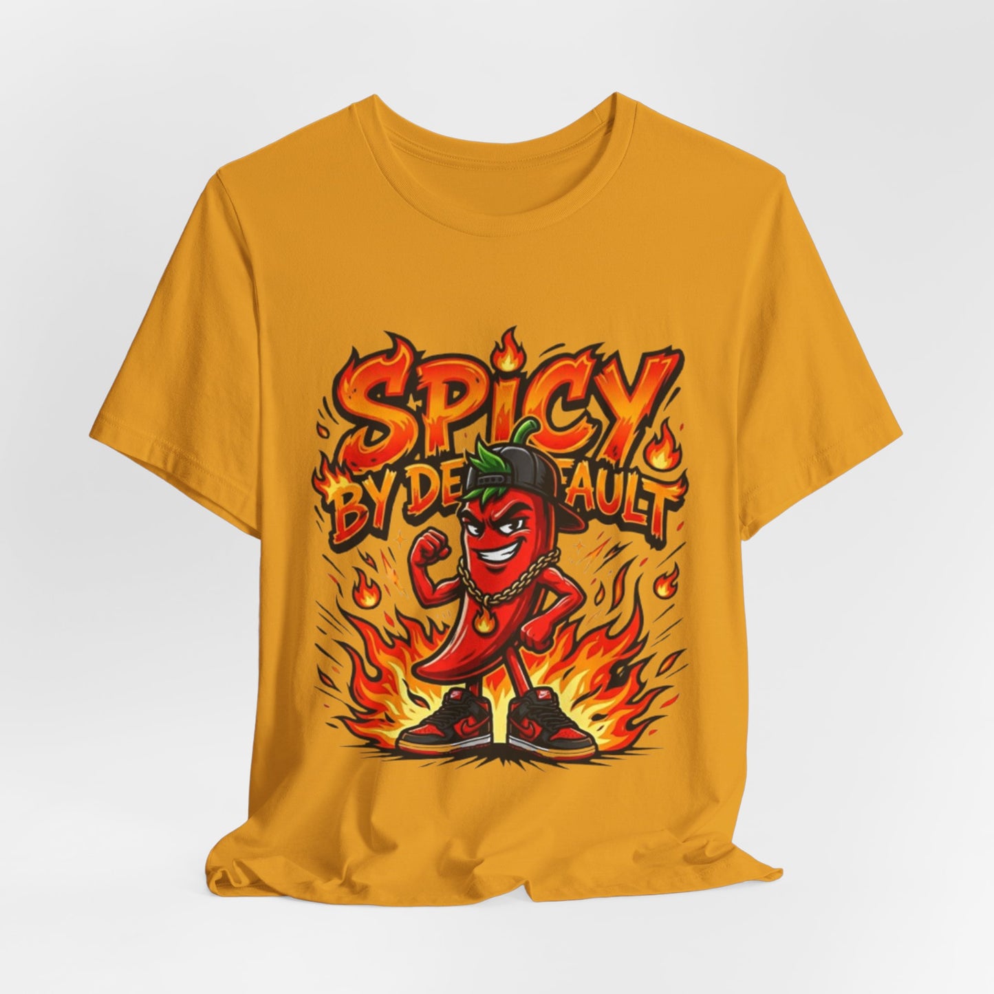 Spicy By Default T-Shirt — Funny Hot Pepper Graphic Tee
